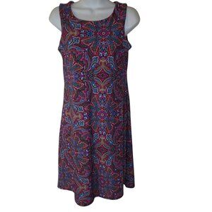 Jude Connally Women Paisley‎ Sleeveless Tunic Sheath Dress XS Retro Boho Stretch